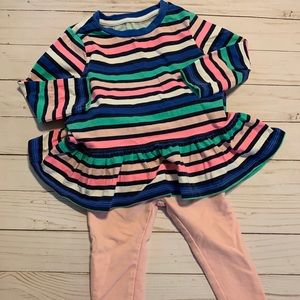 Striped Top and Pink Leggings Set